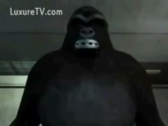 A huge ape spits out a hawt, honey.